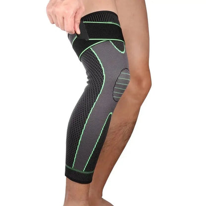 Compression Knee Pad with Strap – Full Leg Sleeve for Arthritis Relief, Running & Gym Sports, Elastic Warm Brace with Self-Heating Support 1 pcs